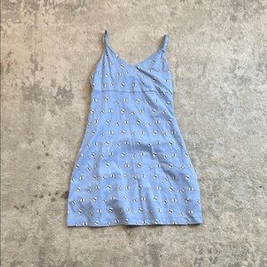 Blue Dress with Butterfly Pattern